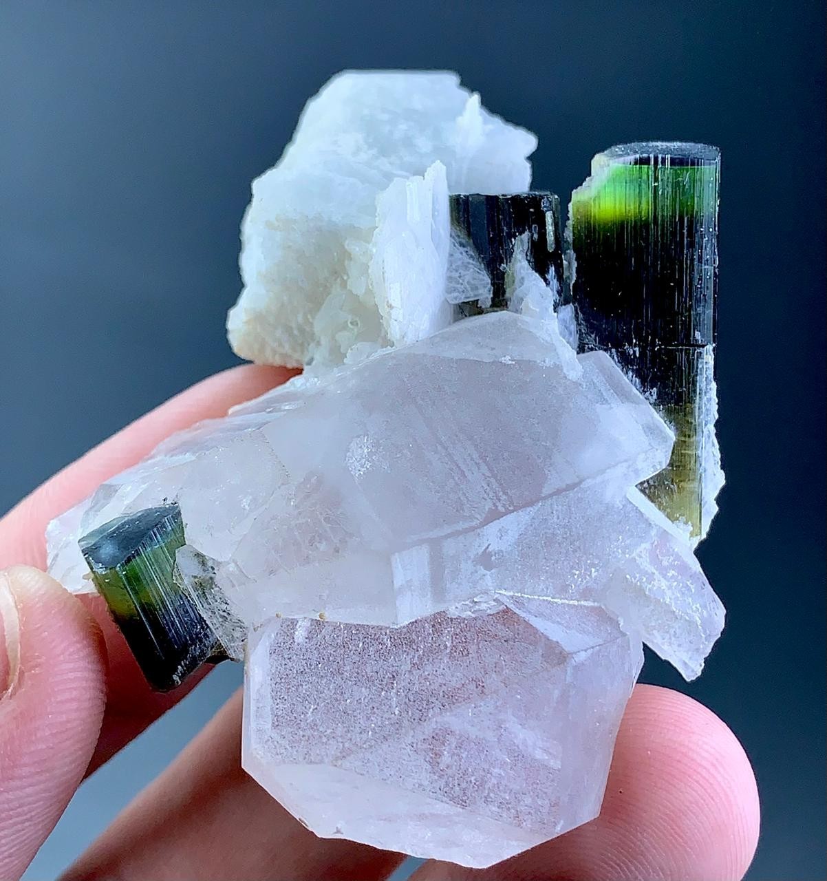 194 Carat Green Cap Tourmaline Crystal With Quartz Specimen From Pakistan 