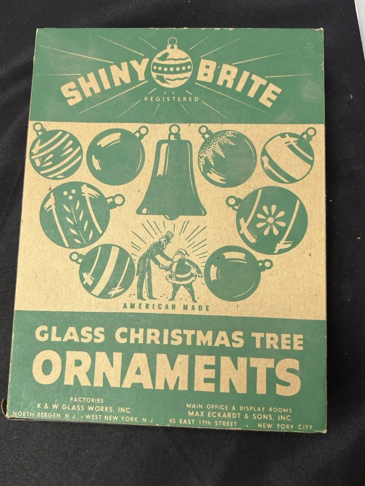 Vintage Shiny Brite Glass Christmas Ornaments Set 12 Indent Silent Night Box