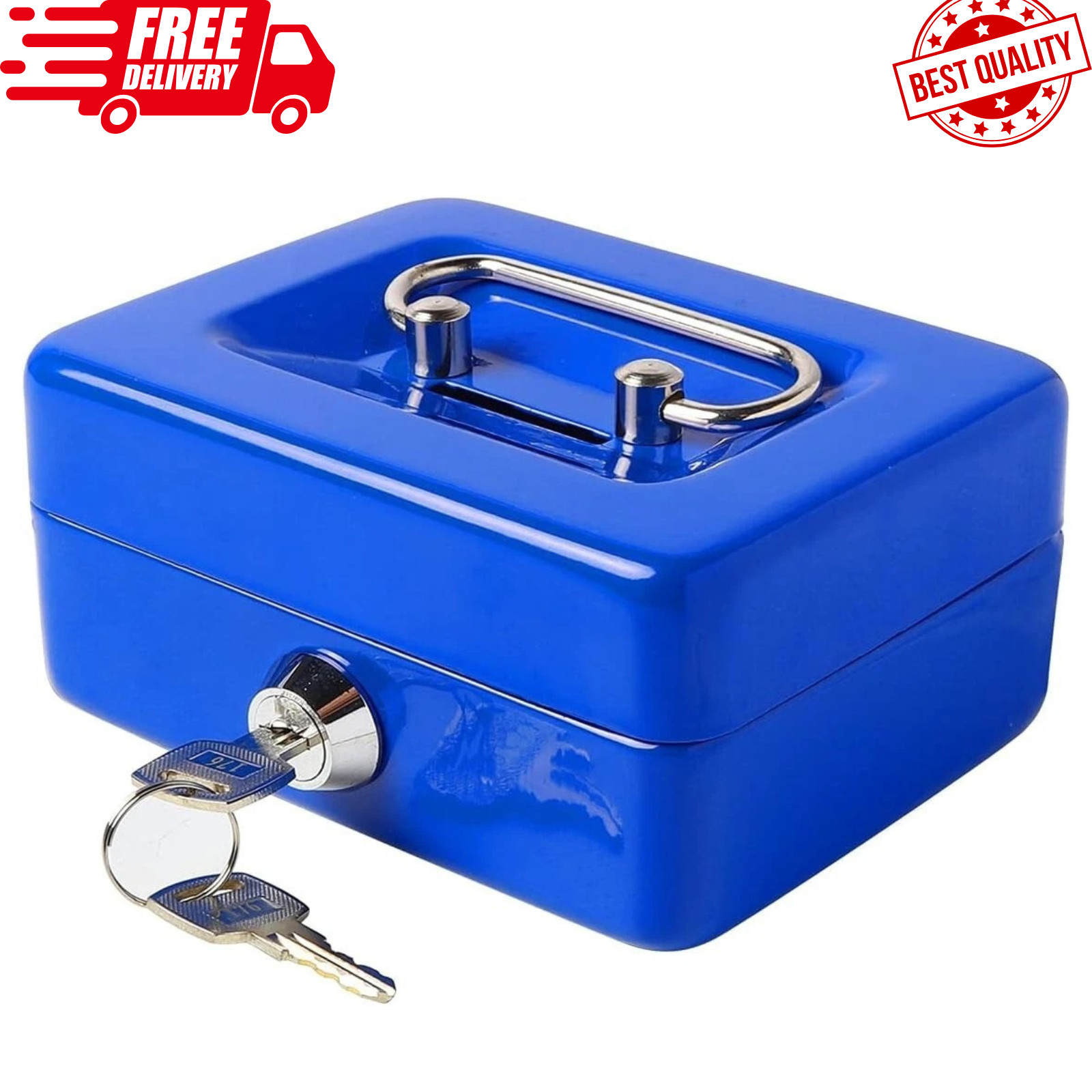 X-Small Cash Box with Lock and Slot Metal Coin Bank Piggy Bank for Adults Blue X-Small Cash Box with Lock and Slot Metal Coin Bank Piggy Bank for Adults Blue