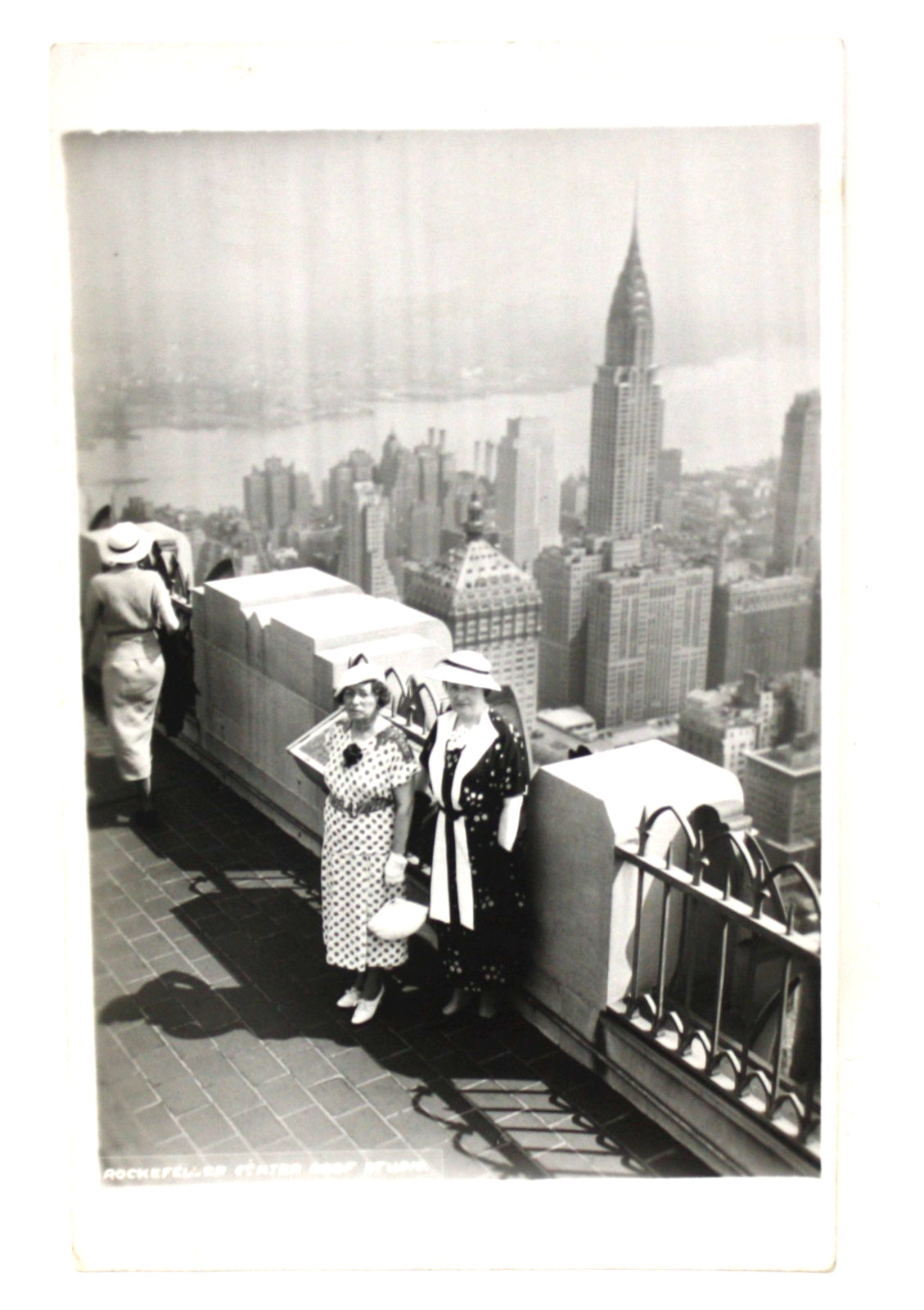 Rockefeller Center Roof Top New York City Stylish Women RPPC Real Photo Postcard