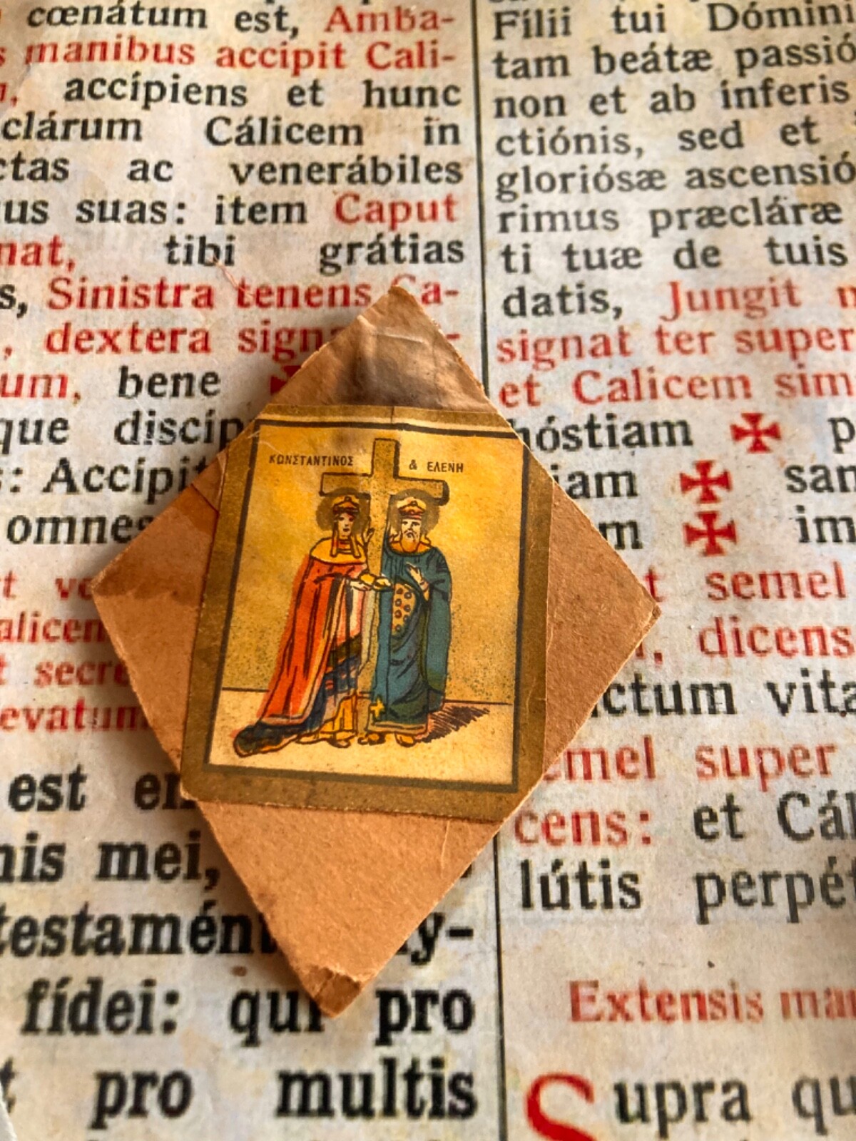 RARE GREEK RELIC St Constantine & St Helen : Special with wax seal - Venice 1910