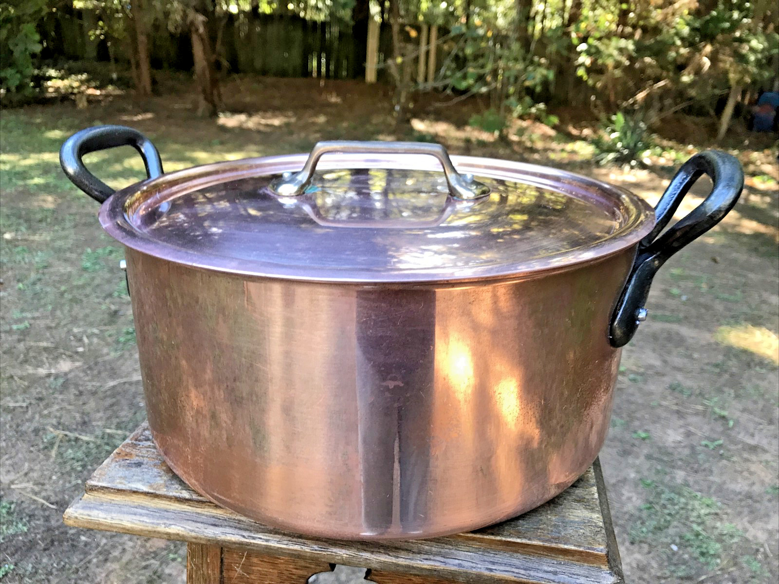 Large Vintage French Copper Stock Stew Pot Pan Made In France With Lid 2.74mm Large Vintage French Copper Stock Stew Pot Pan Made In France With Lid 2.74mm