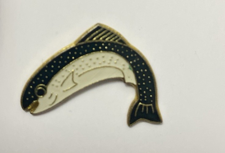 Vintage Green White Trout Lapel Pin Enamel Vintage Green White Trout Lapel Pin Enamel