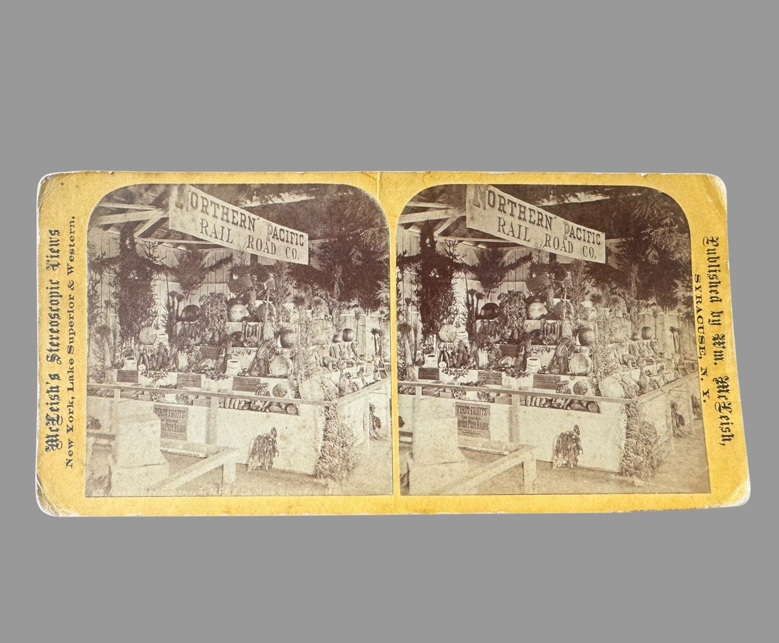 Antique Northern Pacific Railroad Stereoview Wm McLeish Syracuse NY Advertising