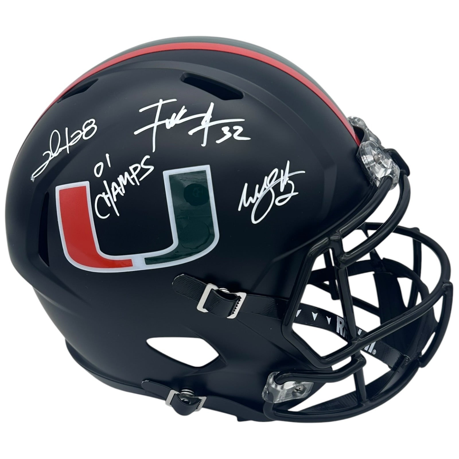 2001 Miami Hurricanes Running Backs Autographed (Matte Black) Deluxe Full-Size R 2001 Miami Hurricanes Running Backs Autographed (Matte Black) Deluxe Full-Size R
