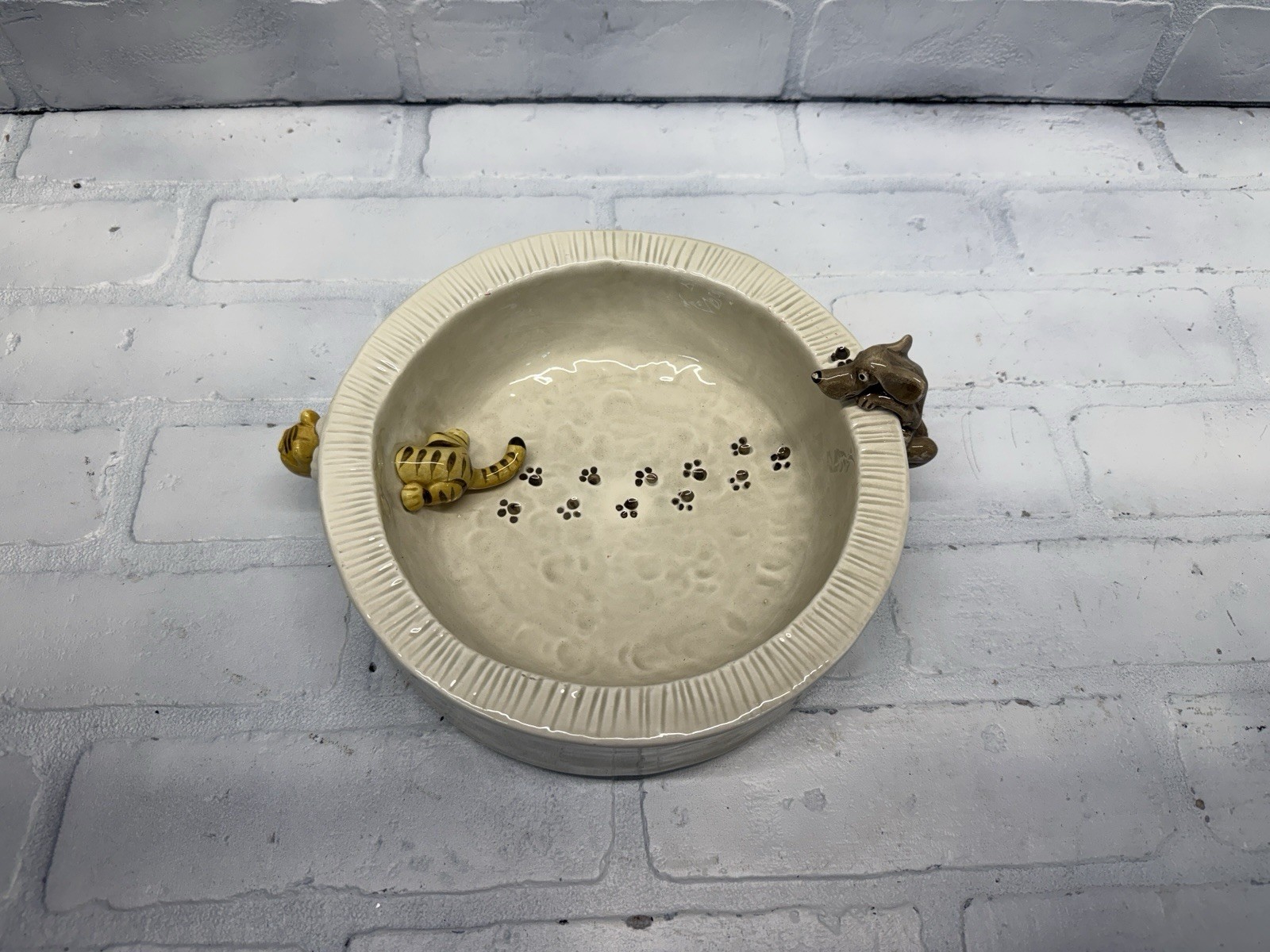 Vintage 1986 Fitz and Floyd The Cat's Meow Ceramic Pet Bowl Dog Cat