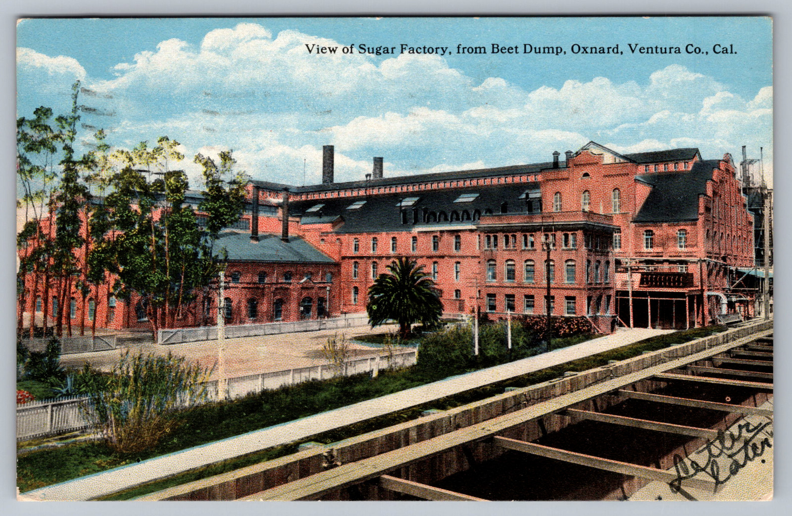Postcard View of Sugar Factory Oxnard California Ventura County C1950s