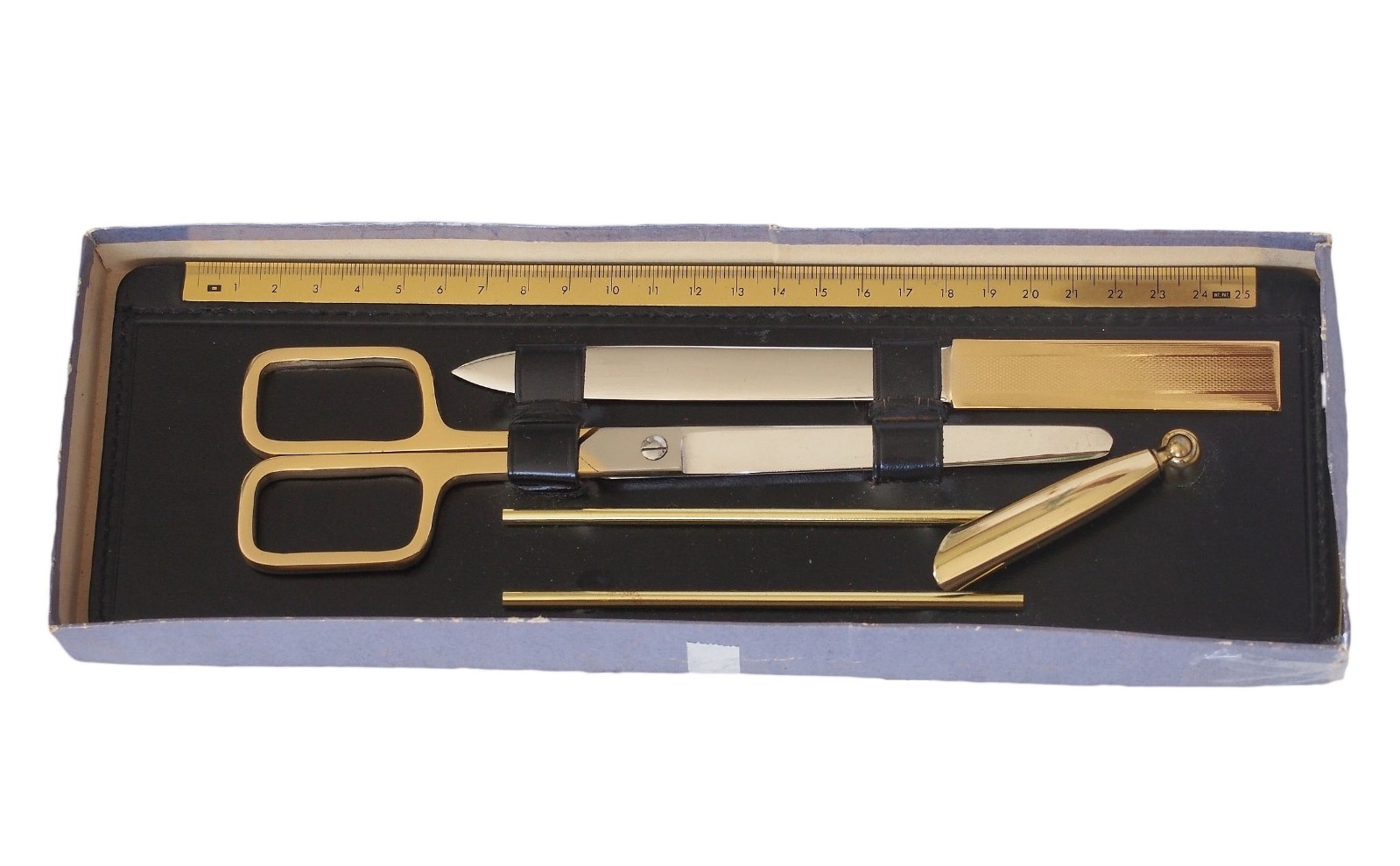 LERCHE Solingen Vintage Desk Letter Opener Gold Plated Set Germany LERCHE Solingen Vintage Desk Letter Opener Gold Plated Set Germany