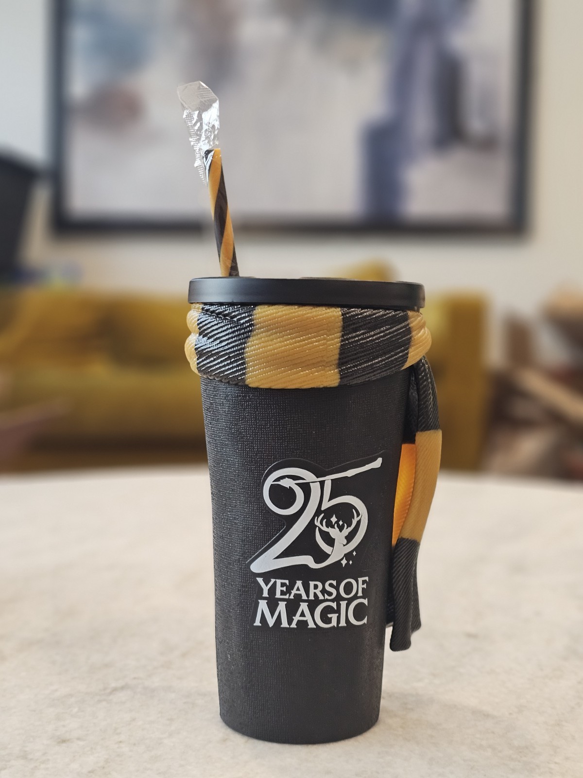 Harry Potter 25th Anniversary Hufflepuff Gripper Cup Tumbler w/ Straw Cinemark