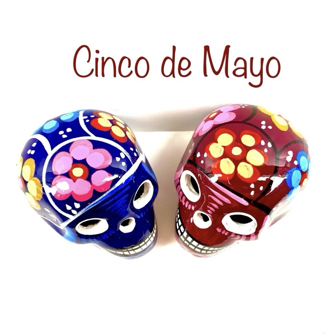 Set of Two Cinco de Mayo Sugar Skulls Day of the Dead Calaveras Party favours