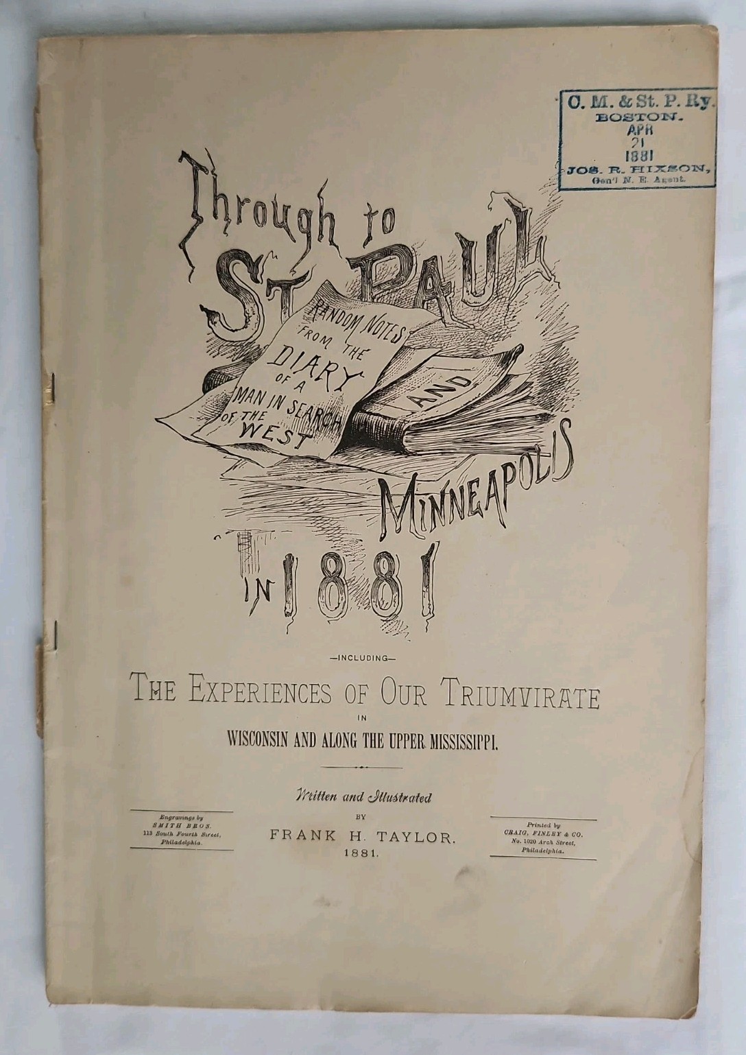 1881 Chicago Milwaukee St Paul Railway Railroad Travel Booklet Map Wisconsin MN
