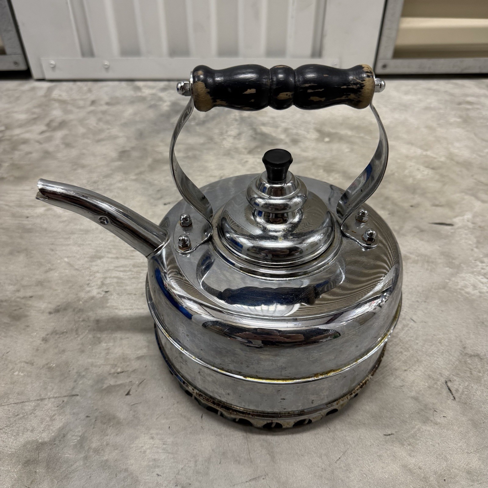 Vintage Simplex Patent Solid Copper Chromed Tea Kettle Pot 400709-402190 England