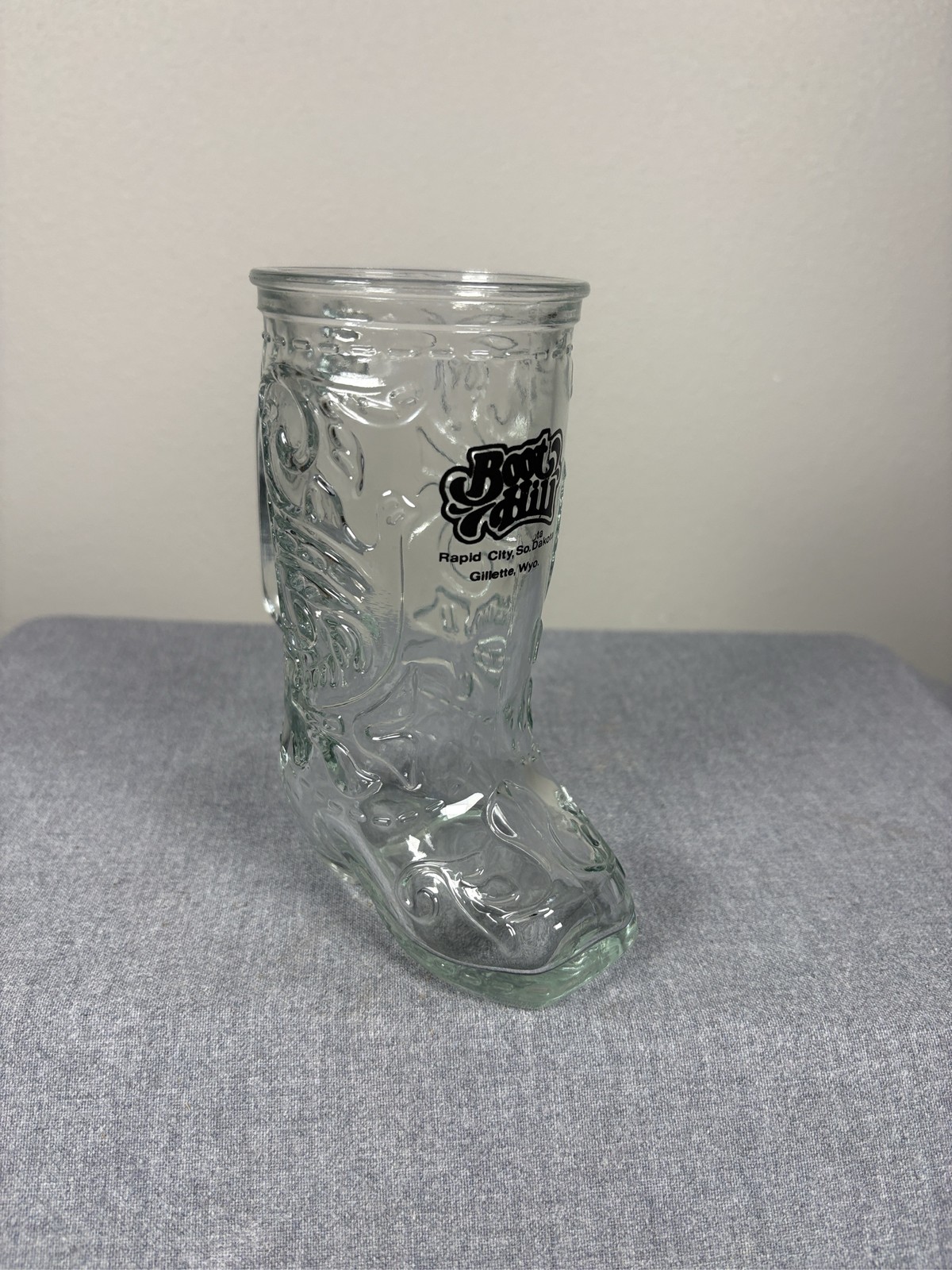 Boot Hill Rapid City Gillette Clear Glass Cowboy Boot Beer Mug 6\ Boot Hill Rapid City Gillette Clear Glass Cowboy Boot Beer Mug 6\