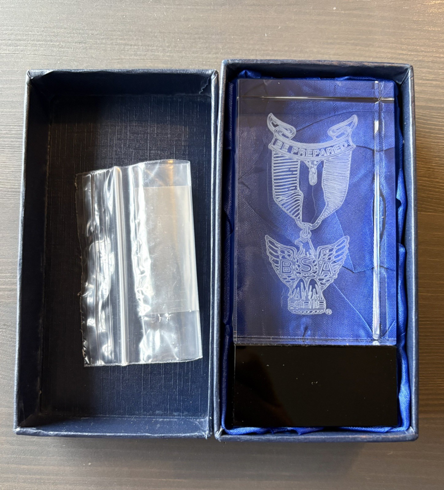 BSA EAGLE SCOUT Crystal Logo Engraveable Plate Court Of Honor Gift NEW With Box