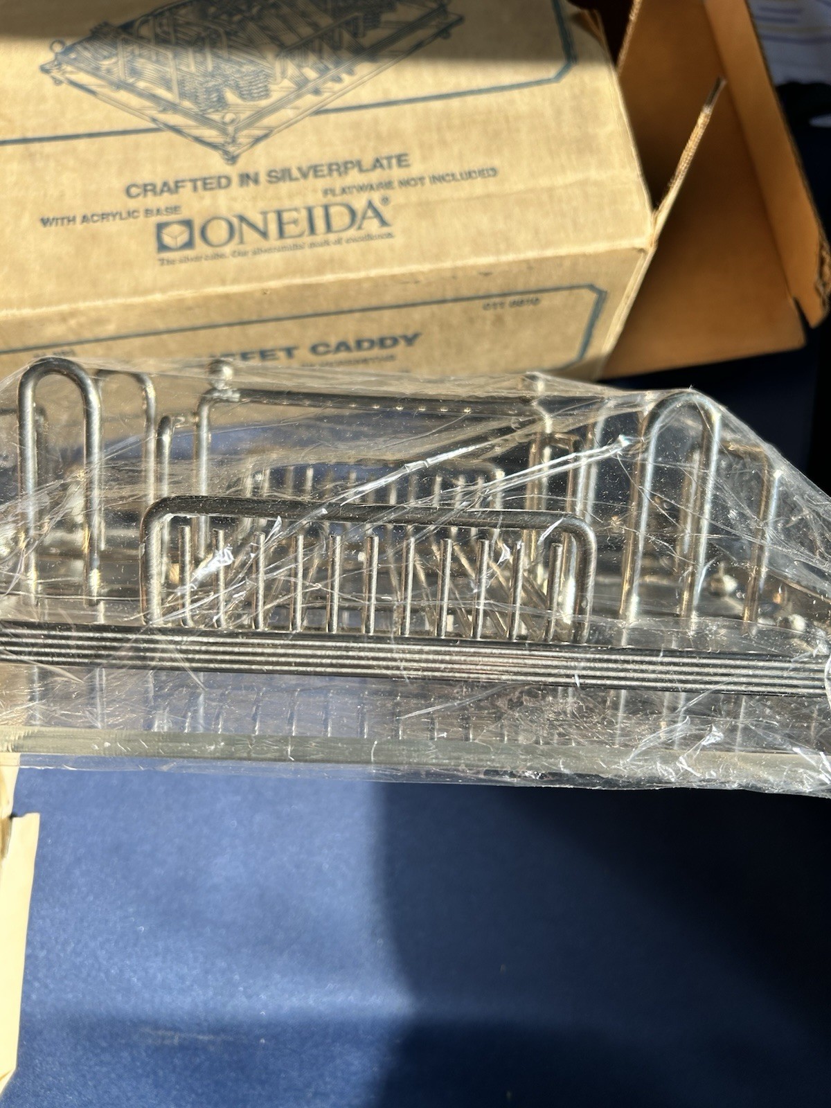 Vintage ONEIDA Silverplate Buffet Caddy Holder Organizer Catering Orig. Box/ppwk