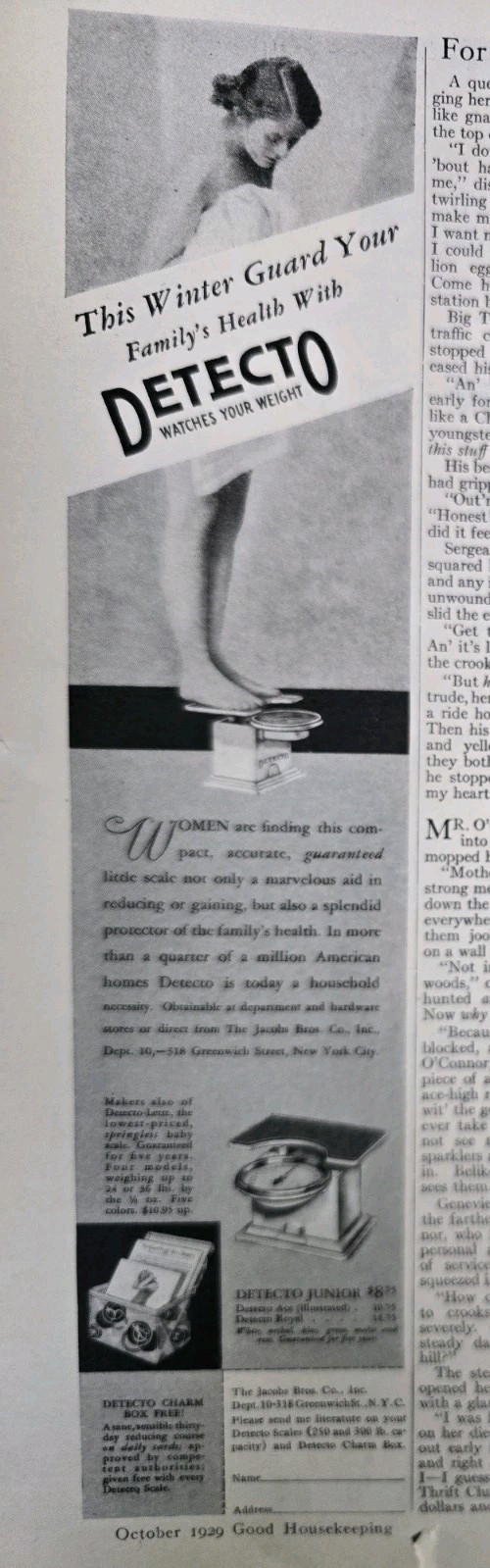 1929 Young girl Detecto Junior bathroom scale watches weight vintage ad 