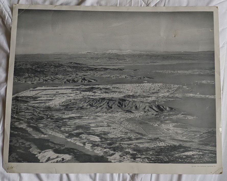 1949 Aerial View Photograph of San Francisco & Bay Area, CA. 11 x 14\