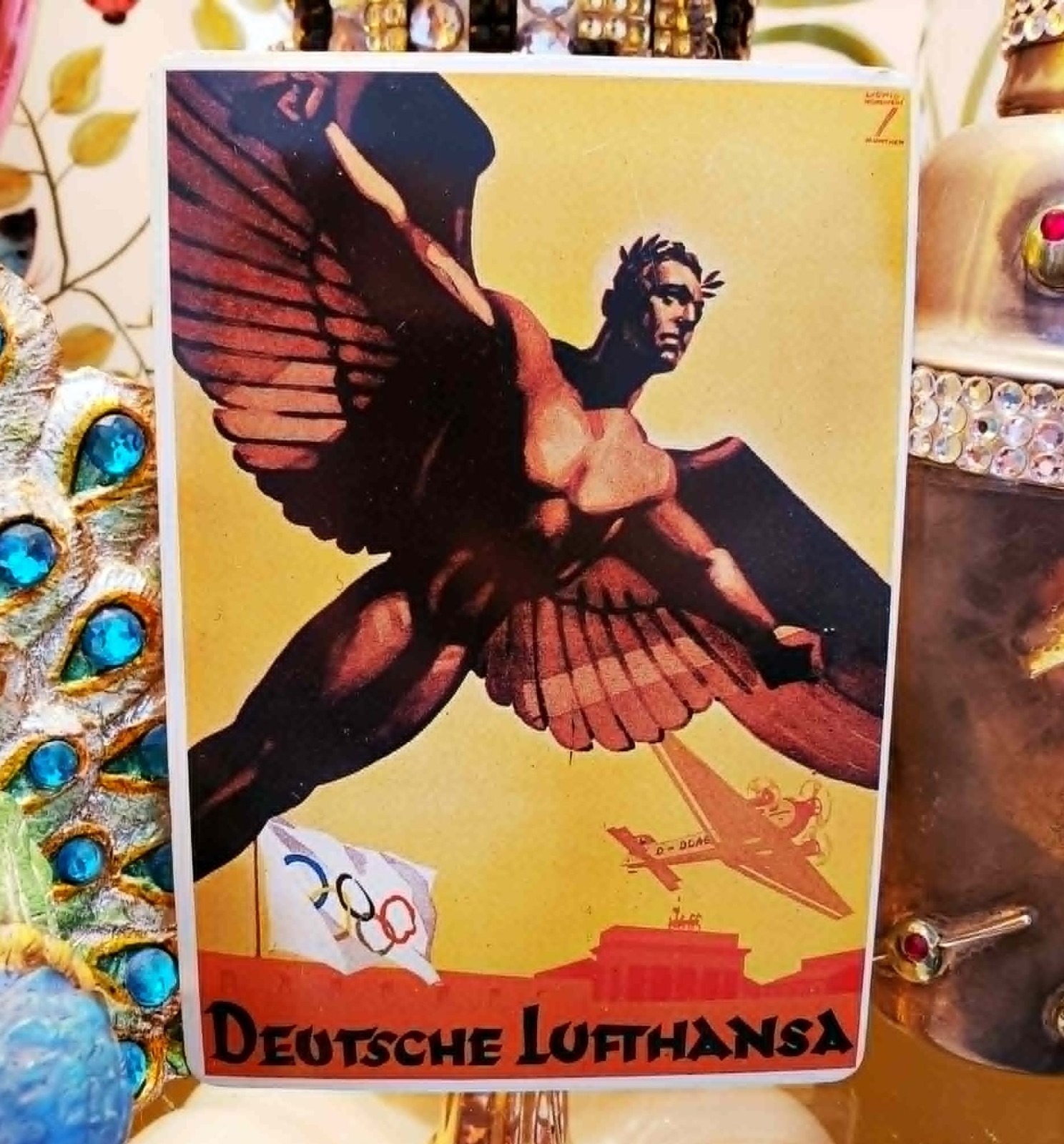 Vintage Ludwig Hohlwein Poster Art Metal Sign 1936 Olympics Deutsche Lufthansa
