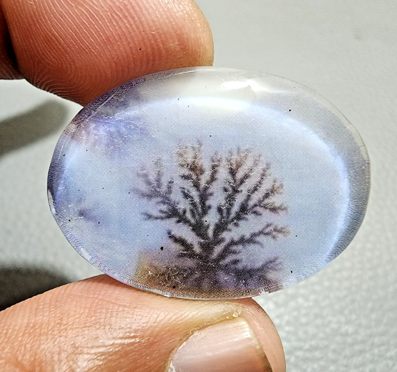 Stunning Doublet Dendritic Agate Oval Cabochon Scenic Landscape Pendant 66Crt
