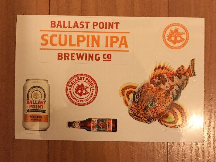 Ballast Point Craft Beer Sticker Brewery Sculpin IPA 6 Stickers Lot