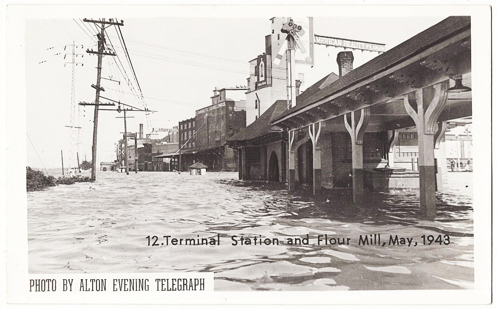 real photo Alton IL - Terminal Station And Four Mill 1943 postcard RPPC real photo Alton IL - Terminal Station And Four Mill 1943 postcard RPPC
