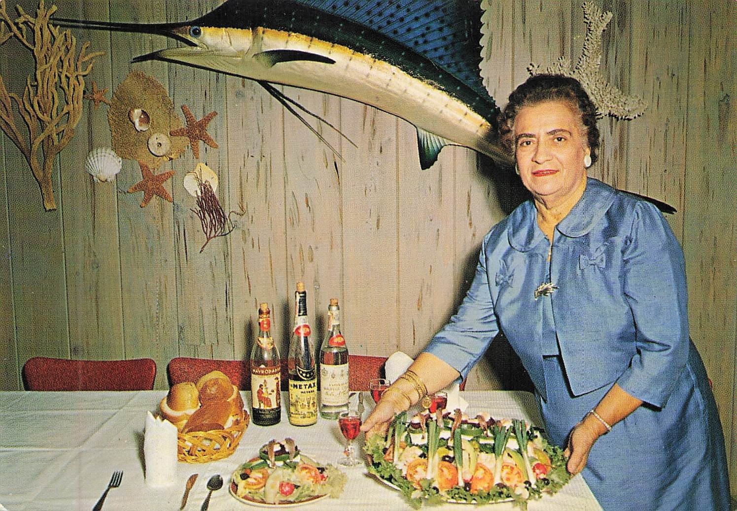 Mama Pappas Louis Pappas Riverside Restaurant Seafood Greek Salad Postcard