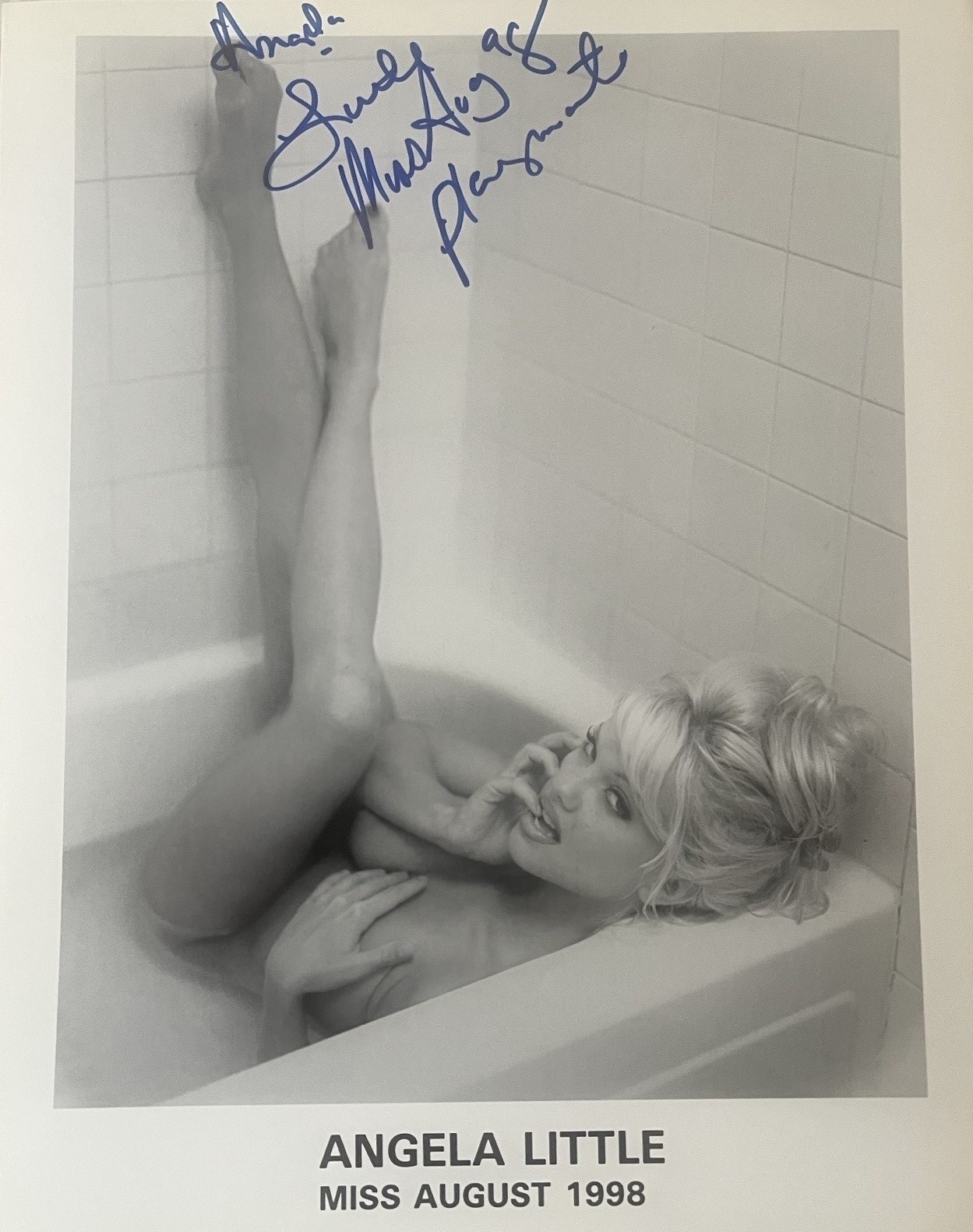 Angela Little Signed Promo Photo Playboy Playmate Miss August 1998