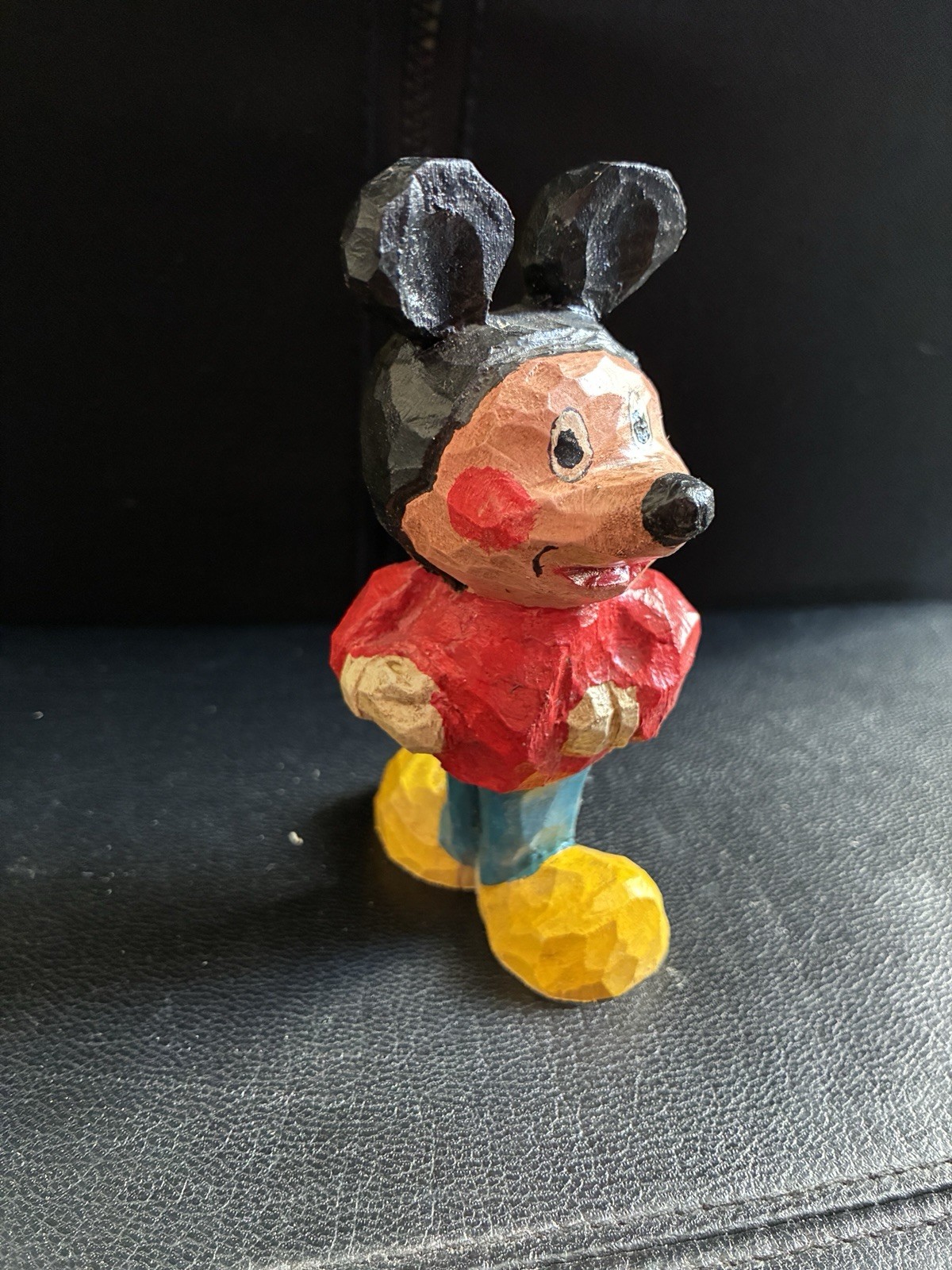 Vintage Hand Carved Mickey Mouse (?), Strange Weird Odd Cute Figure Folk Art 4”