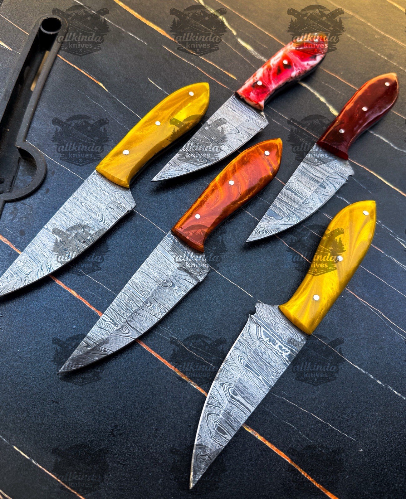 LOT OF 50 8 Inches Handmade Damascus Steel Skinner Knives Rasin Handles LOT OF 50 8 Inches Handmade Damascus Steel Skinner Knives Rasin Handles