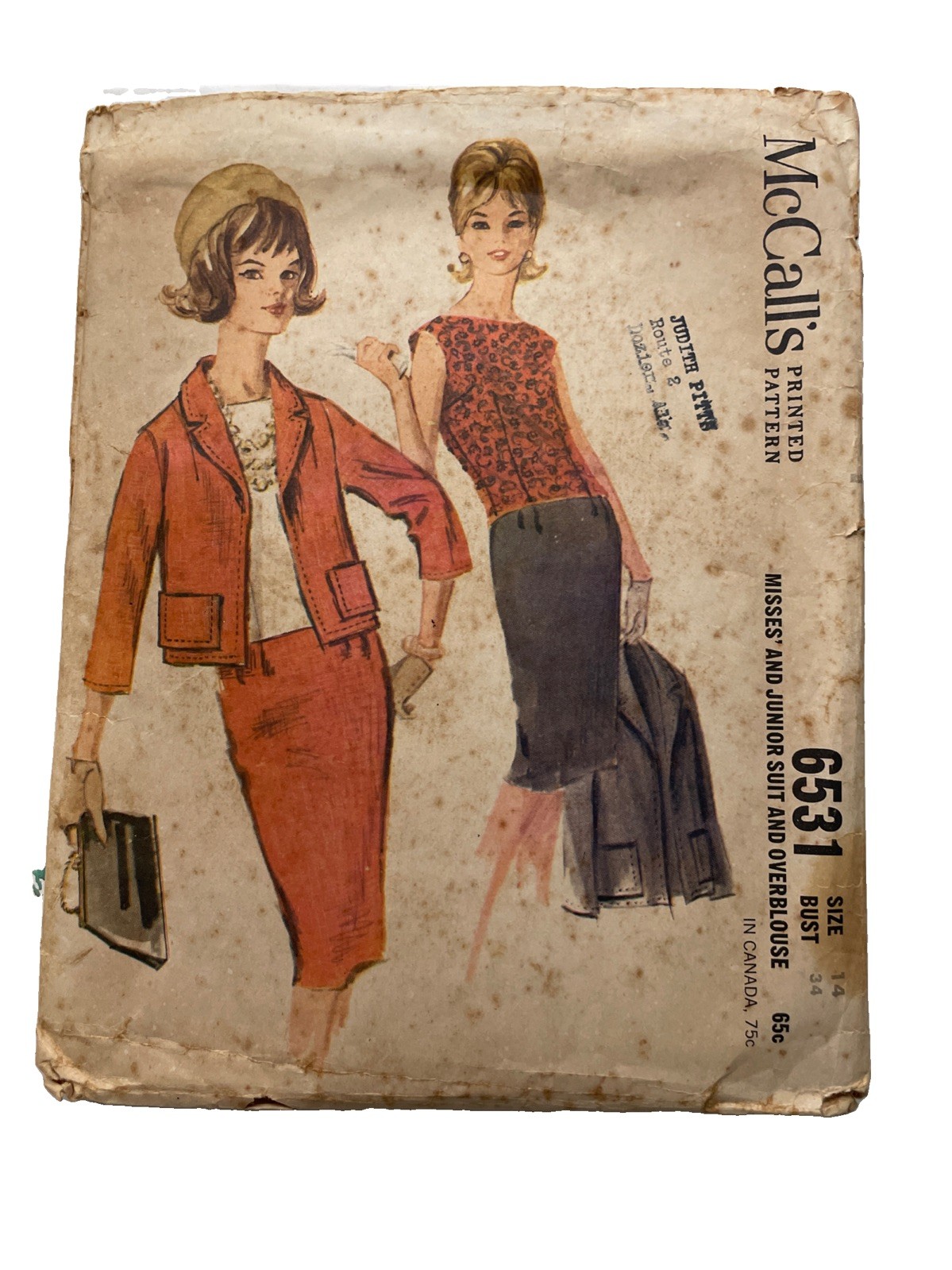 Vintage Seeing Pattern , McCall’s 6531, Size 14 34” Bust  CUT