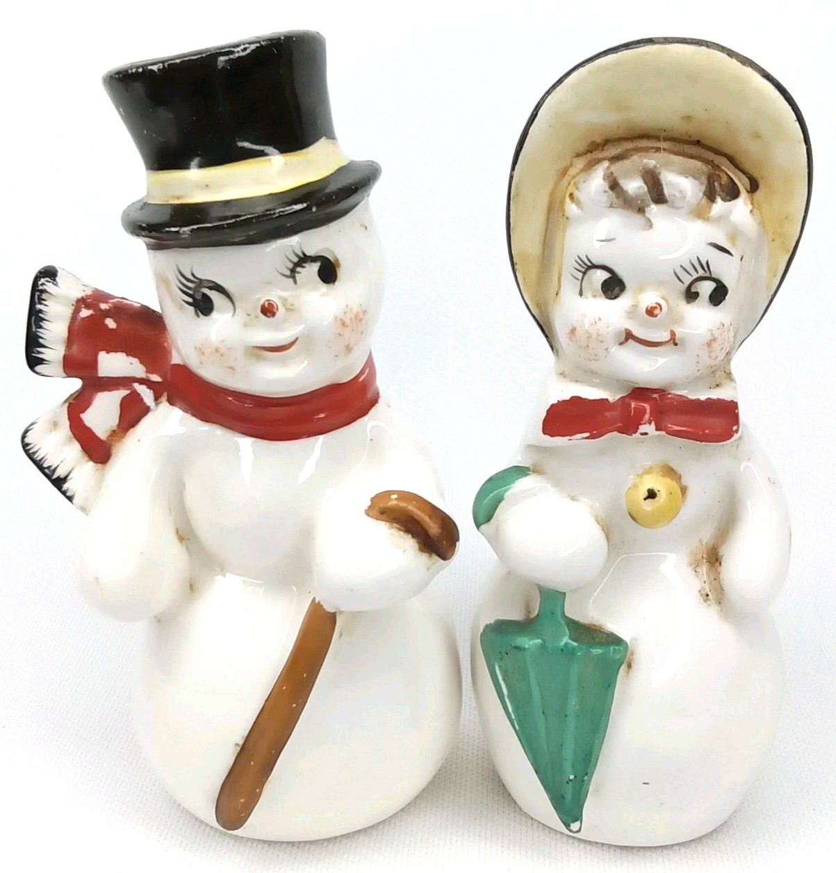 Vintage 1950s Norcrest Snowman Christmas Salt & Pepper Shaker Set Made In Japan Vintage 1950s Norcrest Snowman Christmas Salt & Pepper Shaker Set Made In Japan