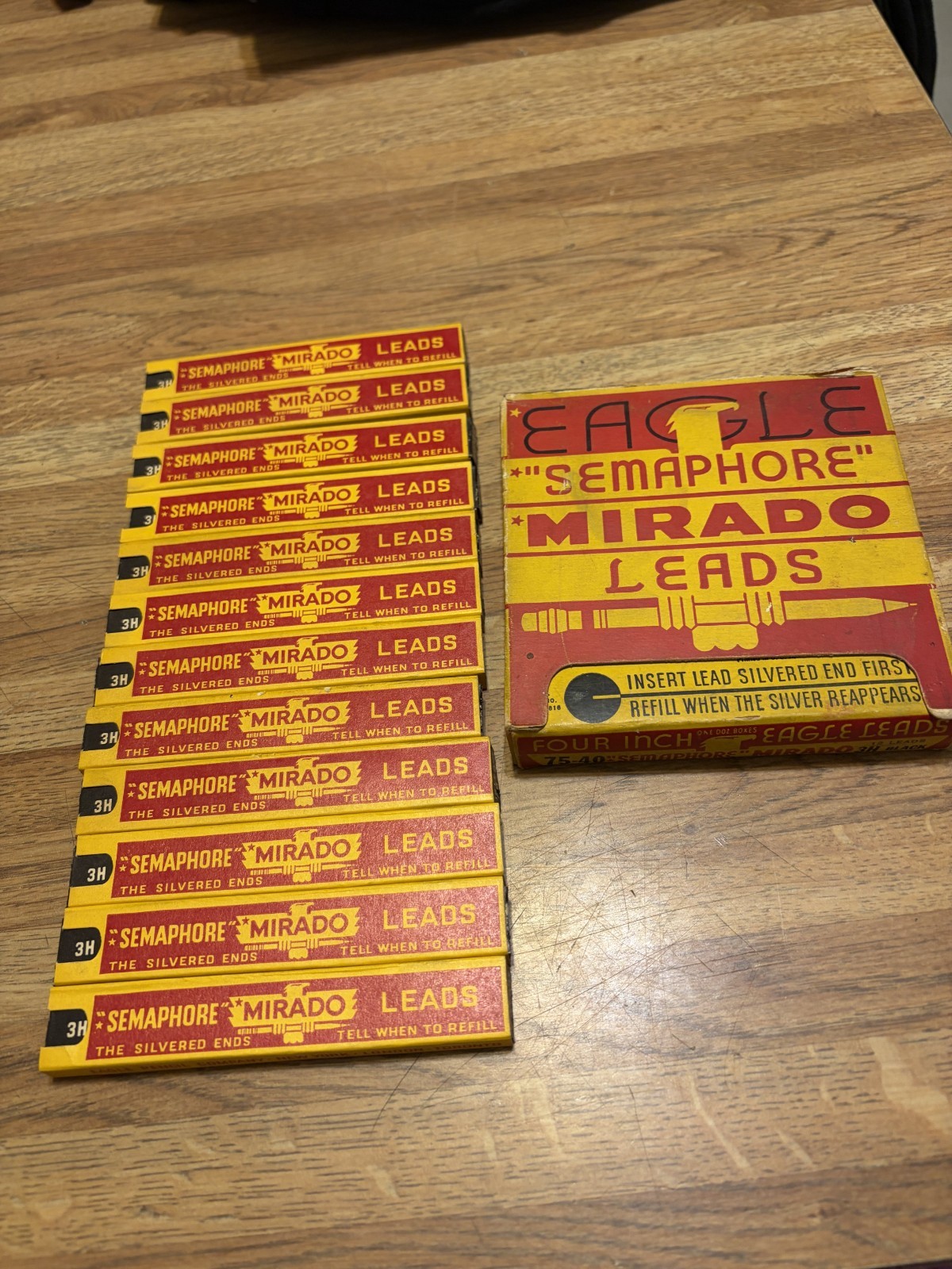VINTAGE EAGLE SEMAPHORE MIRADO BLACK  LEADS COMPLETE  BOX OF 12 PKGS. (NOS)