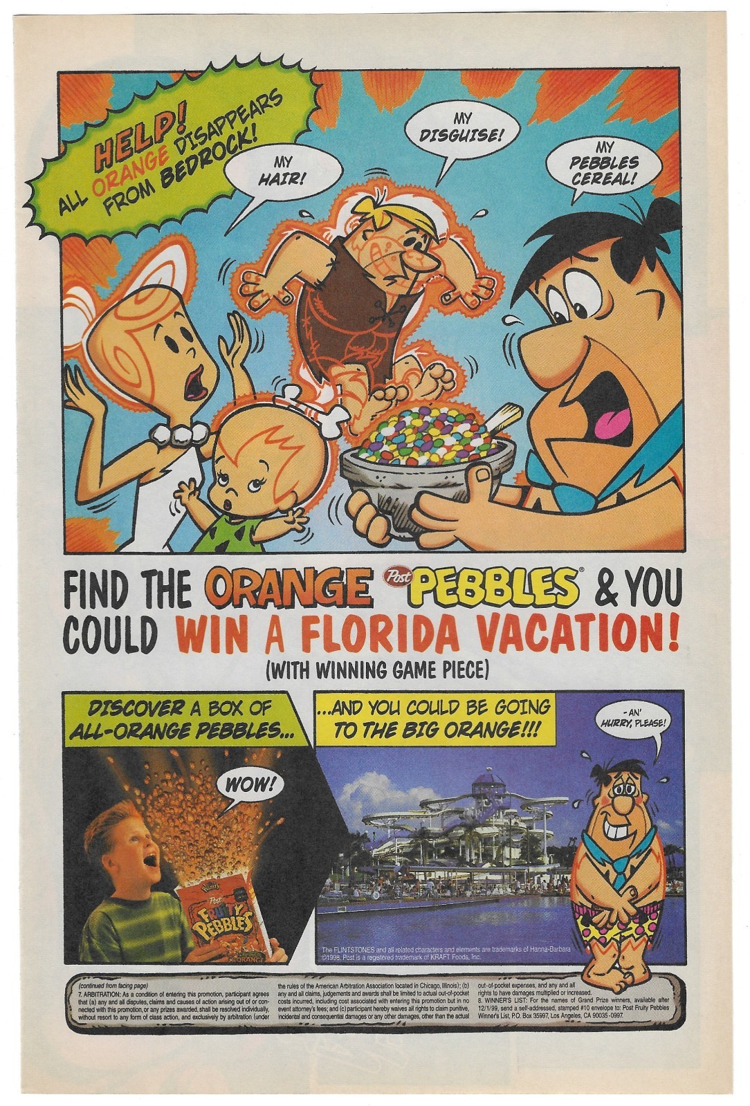 Vintage Print Ad - Flintstones Fruity Pebbles - Find The Orange Pebbles Contest
