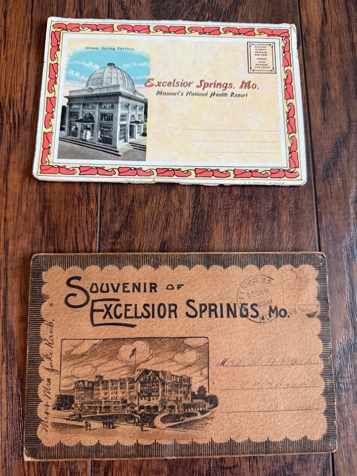 Excelsior Springs MO Lot of 2 Old Souvenir Postcard Folders Missouri
