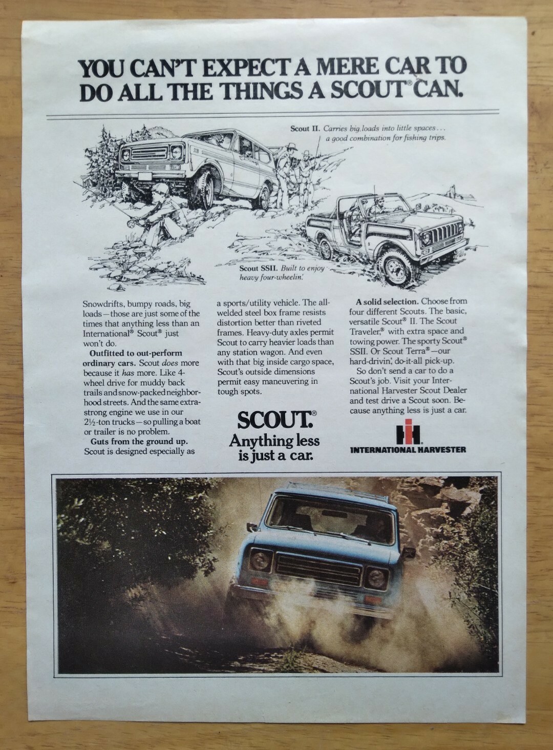 1977 International Harvester Scout SSII SUV Illustration Photo Vintage Print AD 