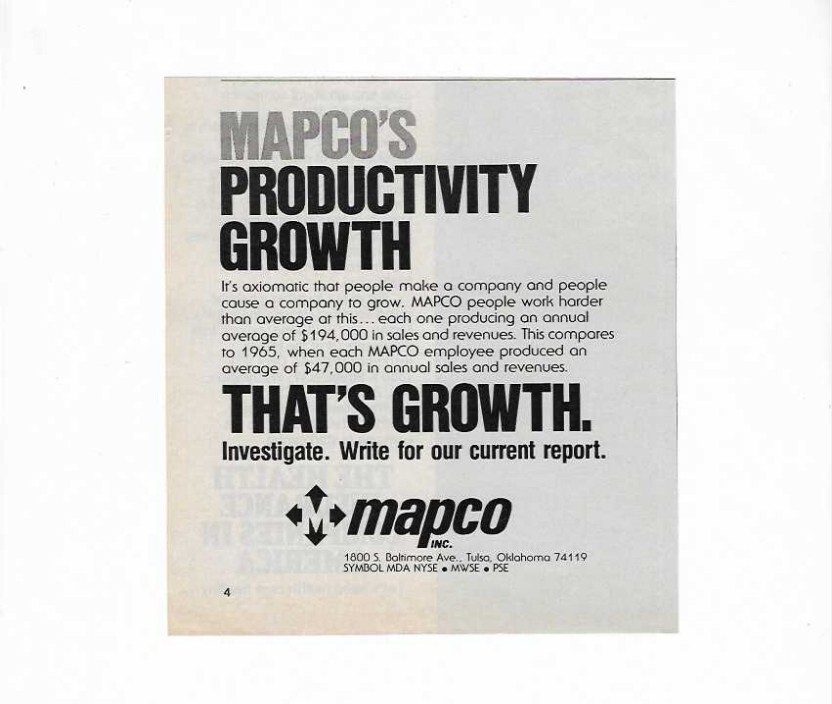 MAPCO Inc Productivity Growth 1978 Vintage Print Advertisement