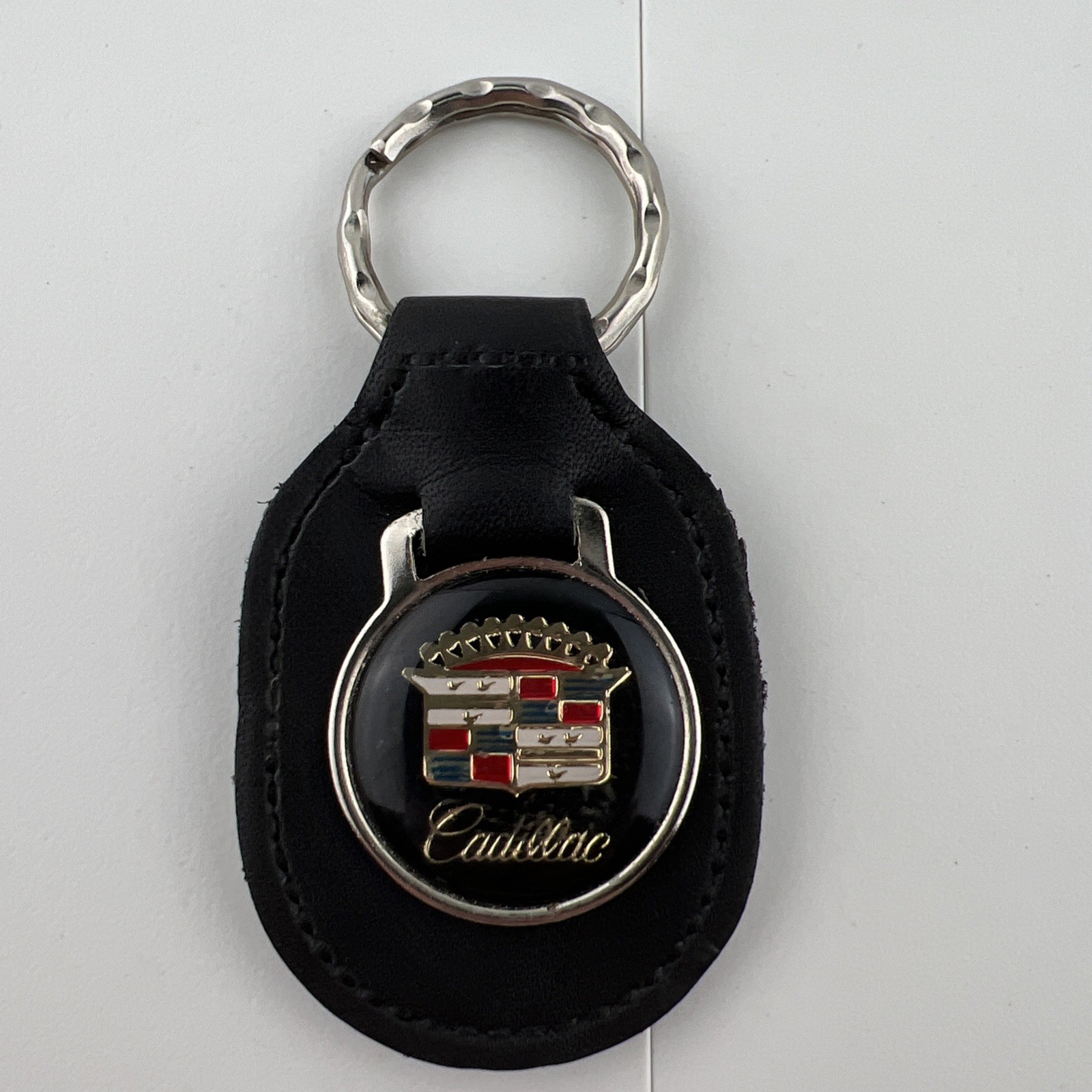 Vintage 1980s Cadillac Leather Keyring Keychain Black Made in Canada Vintage 1980s Cadillac Leather Keyring Keychain Black Made in Canada