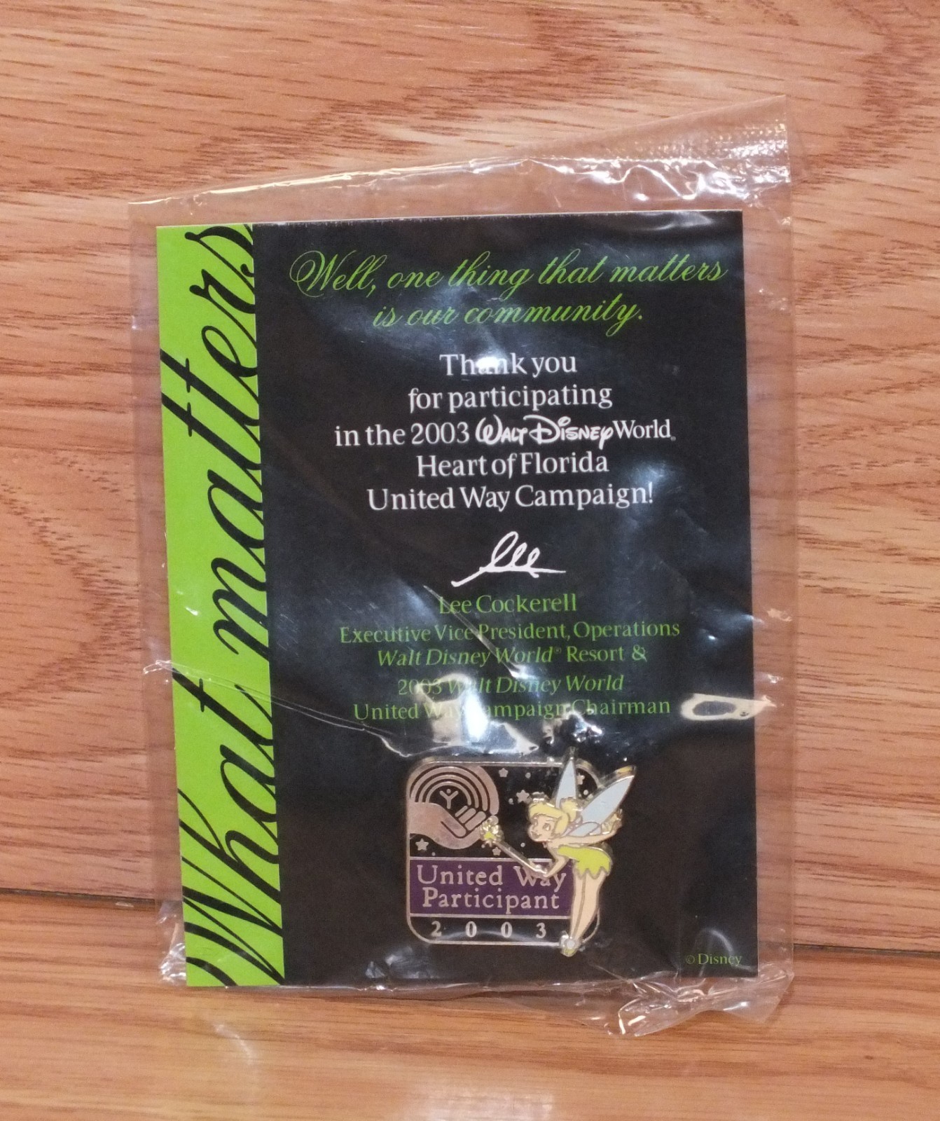 Genuine Disney United Way Participant 2003 Tinker Bell Pin / Brooch Only **NEW**