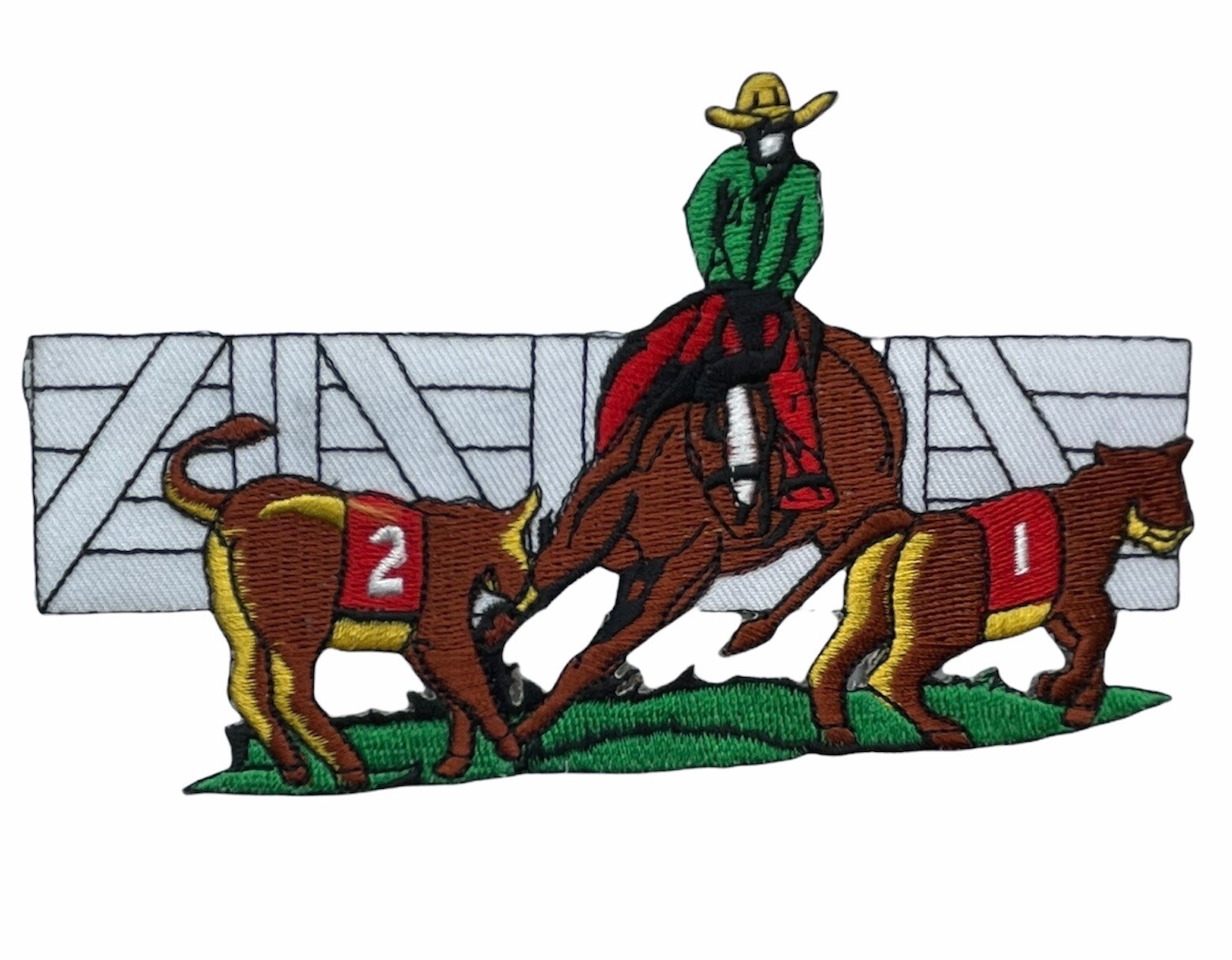 Rodeo Cowboy Cutting Horse 5.5 x 3 Inch Embroidered Patch PPM F6D36B