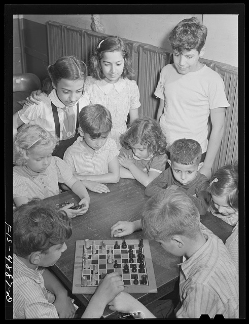 Photo:Brooklyn New York Red Hook Housing Project 1942 Boys Playing Chess