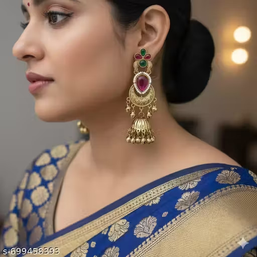 Indian Traditional Gold Plated Kashmiri ghunghru Long Earrings for Women & Girls Indian Traditional Gold Plated Kashmiri ghunghru Long Earrings for Women & Girls