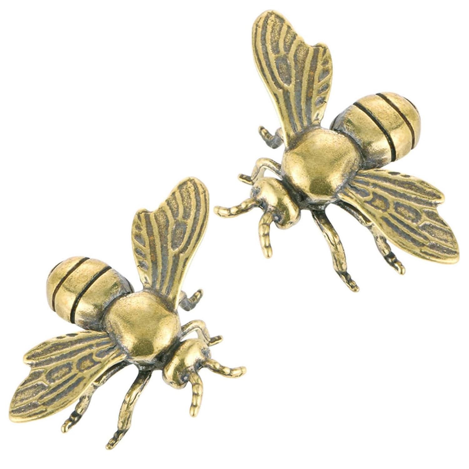 MHYGKTXRA 2 PCS Gold Bee Figurines: Vintage Brass Statues MHYGKTXRA 2 PCS Gold Bee Figurines: Vintage Brass Statues