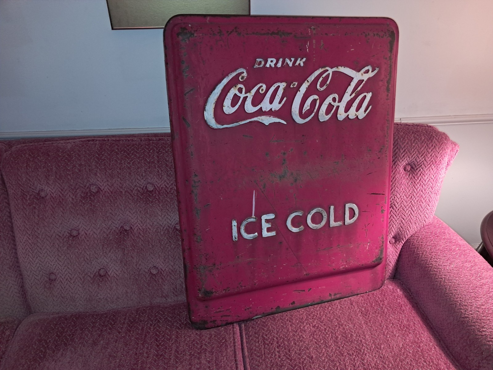 Vintage 1950\'s Coca-Cola Cooler Panel, 32 1/2 X 25 1/4 X 2 inches
