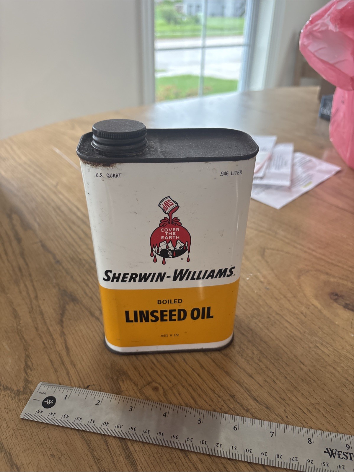 Vintage SHERWIN-WILLIAMS Paint LINSEED OIL Can, Cleveland, Ohio Old CTE Logo Vintage SHERWIN-WILLIAMS Paint LINSEED OIL Can, Cleveland, Ohio Old CTE Logo