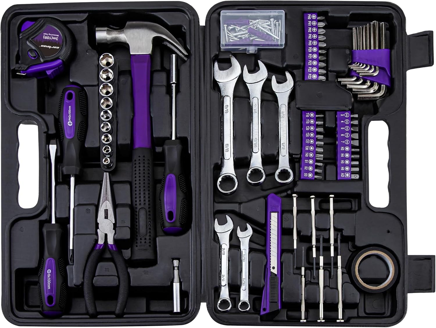 CARTMAN 148-Pc Purple Tool Set for Home/Auto Repair & DIY