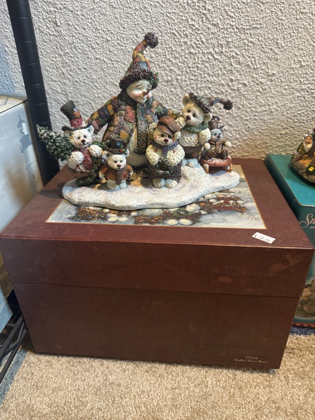Boyds Bears Snowman with Teddy Bears Christmas Resin Figurine Painted Boxed