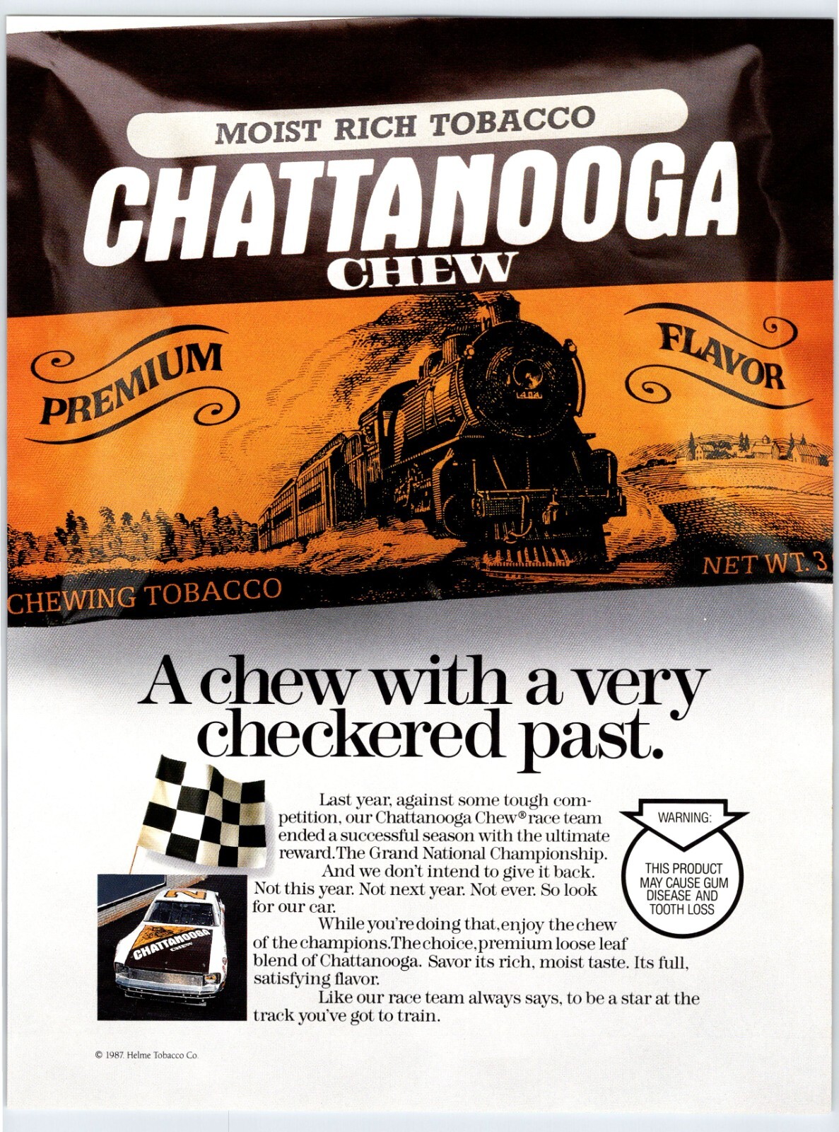 1987 CHATTANOOGA CHEW MOIST RICH TOBACCO Vtg 8.5