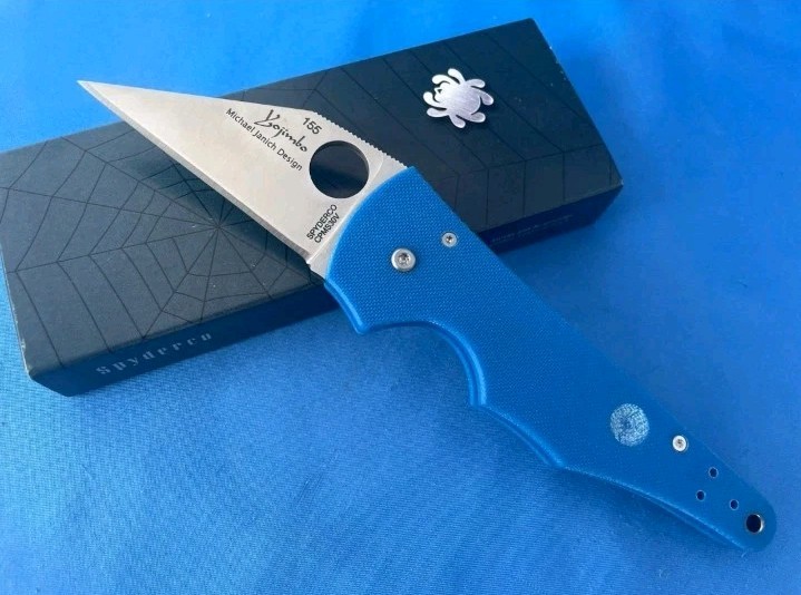 🔥🔵Vintage Rare Spyderco C85GPBL Yojimbo Original Design Blue G-10 2004 #155 🔵