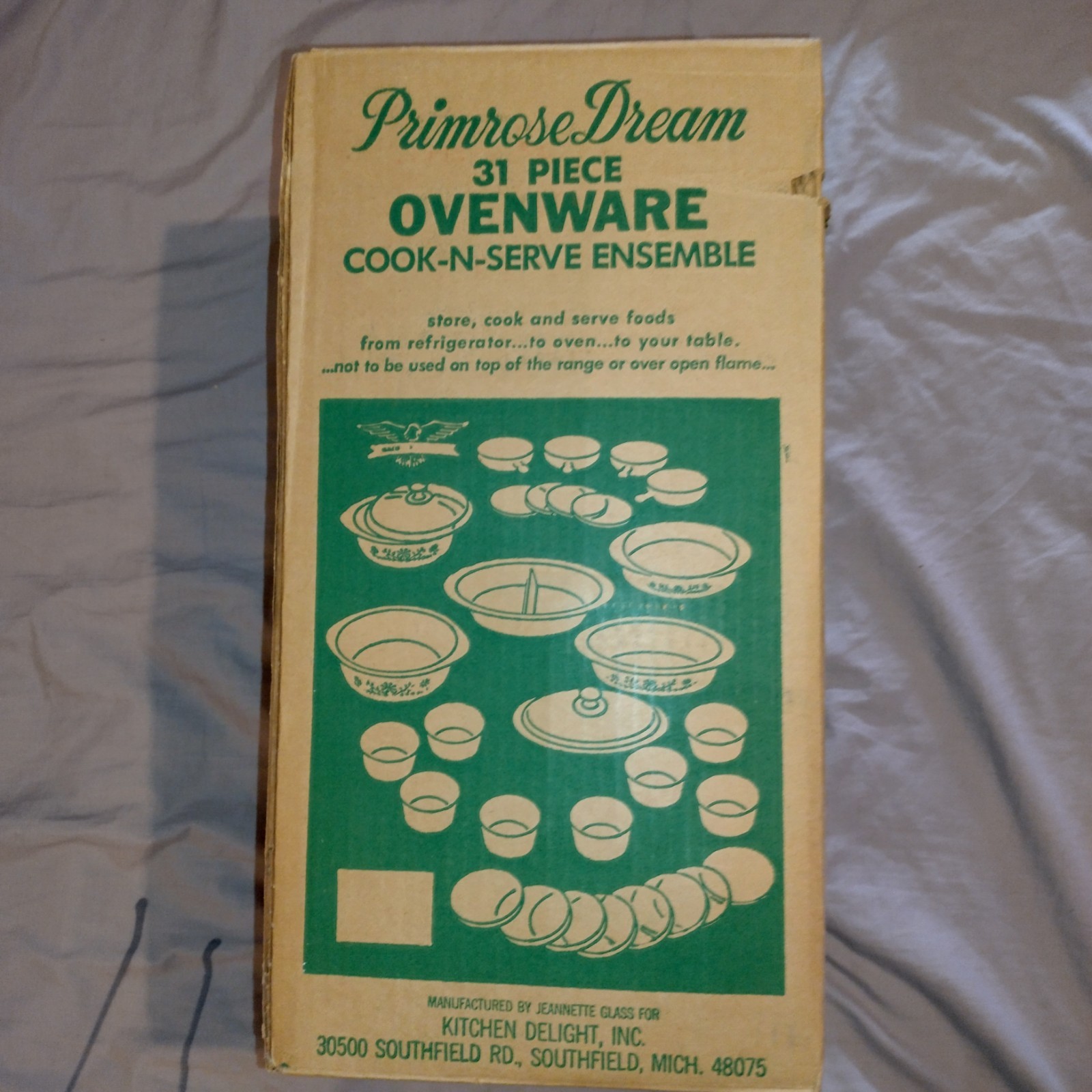 Vtg Glasbake Primrose Dream 31 Pc Cook-N-Serve Set Sealed New Old Stock NOS
