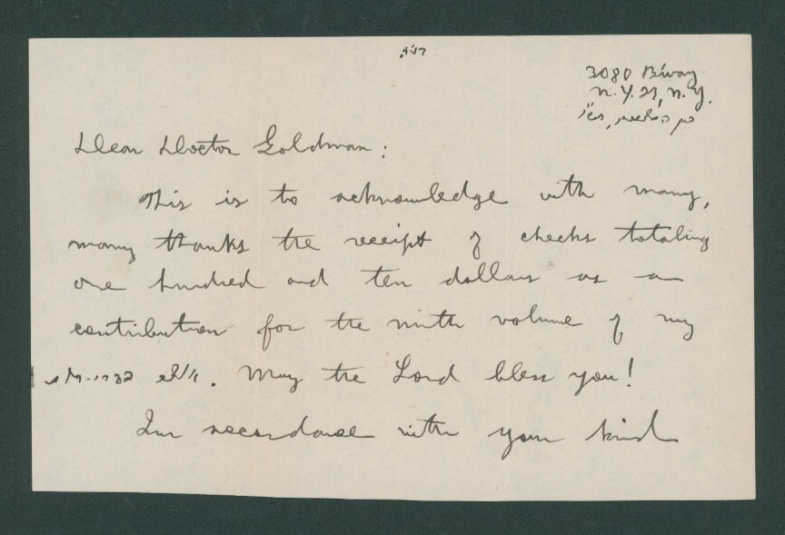 Dr. Michael Higger  Leading Talmudic Scholar & Rabbi - Full Signed Letter 1942